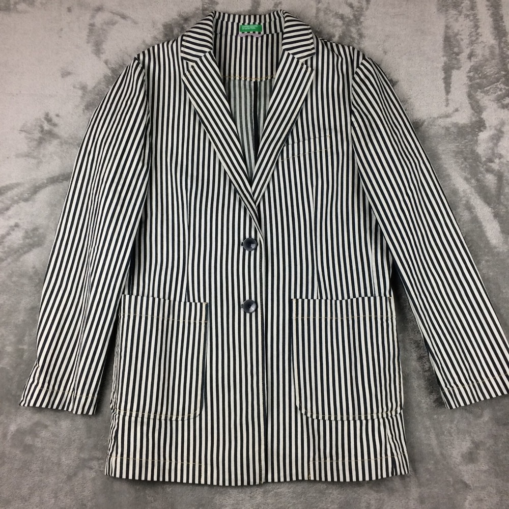 United Colors Benetton Blazer Womens‎ 6 Stripes Heavy Cotton Denim